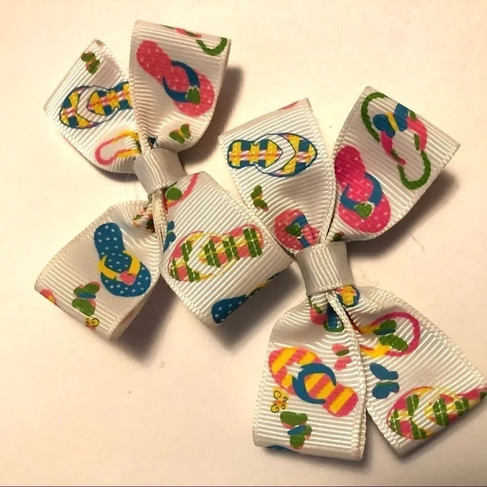 Bow pair hair bows accessories flip flops sandals